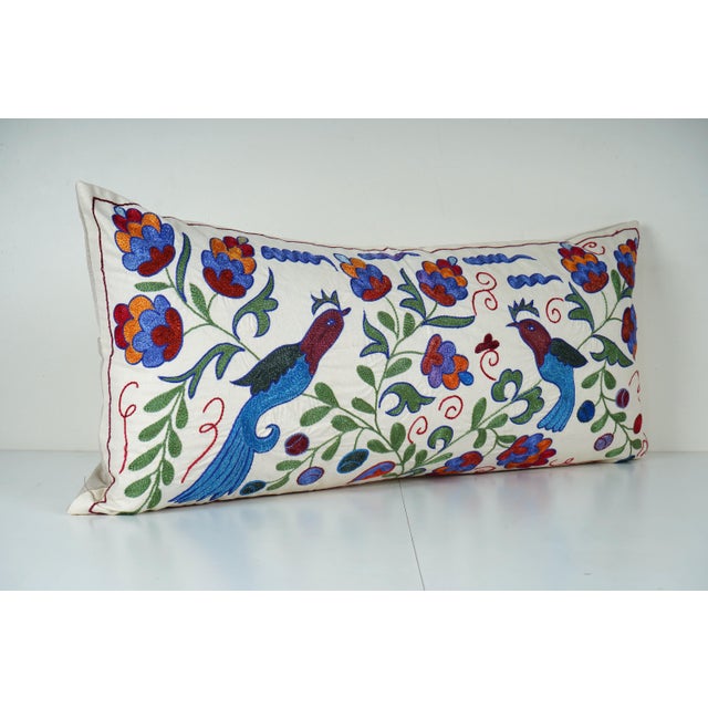 Mid-Century Modern Bird Suzani Pillow Cover For Sale - Image 3 of 5