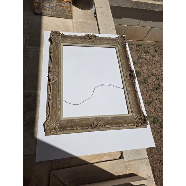 Antique Wood Frame With Carved Gesso Details and Painted Finish For Sale - Image 13 of 18