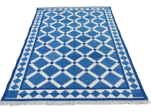 Handmade Cotton Vegetable Dyed Reversible Diamond Cross Rug 8x10