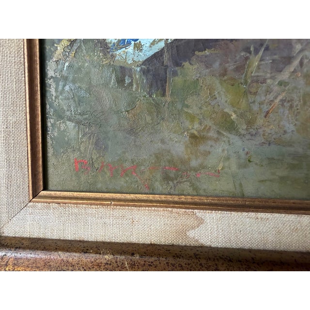 1970’s Vintage Barton Reclining Nude Woman Impressionist Abstract Oil Painting, Wood Framed For Sale - Image 11 of 12