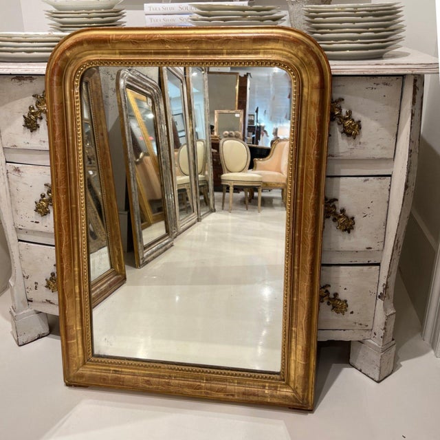 19th Century 19th Century French Louis Philippe Small Gold Mirror With Flowers For Sale - Image 5 of 6