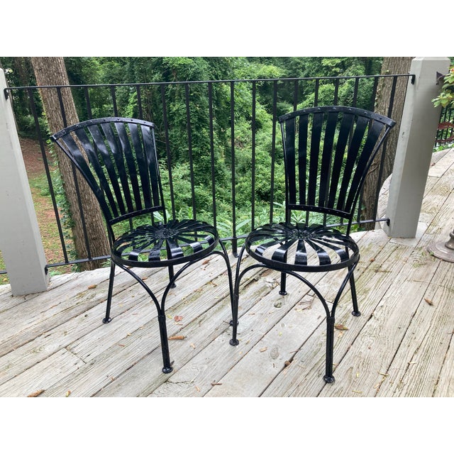 Metal Francois Carre Petite Fan Back Chairs - Set of 4 For Sale - Image 7 of 11