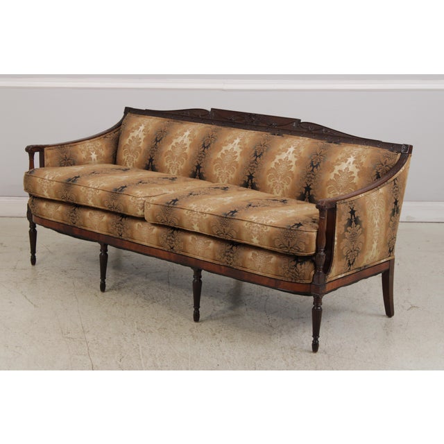 Traditional Antique Federal Style Mahogany Frame Sofa For Sale - Image 3 of 18