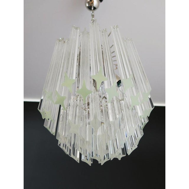 Transparent Prism Triedri Murano Chandeliers in Venini Style, 1990, Set of 2 For Sale - Image 12 of 16