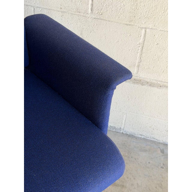 Metal Blue Upholstered Swivel Office Chair With Metal Base Mid-Century Modern 1970s For Sale - Image 7 of 11
