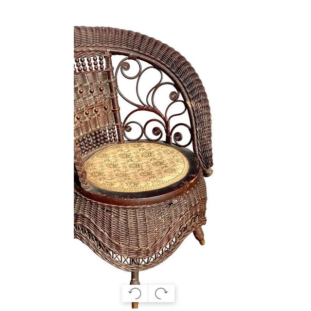 Early 20th Century Eastern Seaboard Jenkins & Phipps Stick and Ball Wicker Portrait Chair For Sale - Image 10 of 12