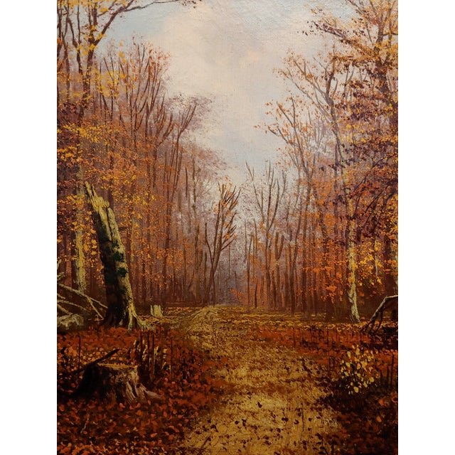 Wood William McKendree Snyder-Autumn Path Through a Southern Indiana Beech Trees-Oil Painting For Sale - Image 7 of 10