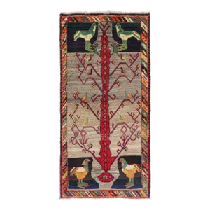 1950s Vintage Persian Tribal Runner With Vibrant Pictorials- by Rug & Kilim
