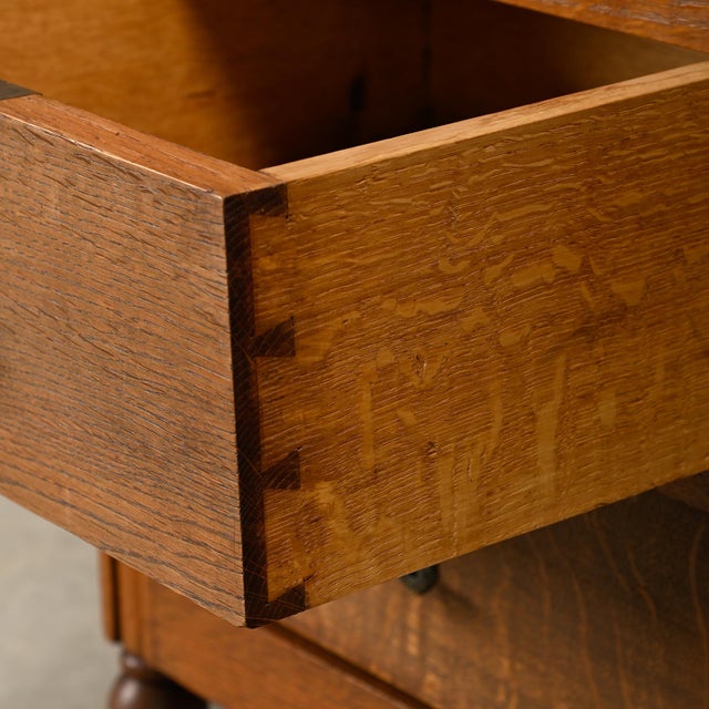 French Art Deco Nightstands in Oak and Marble, 1930s, Set of 2 For Sale - Image 16 of 18