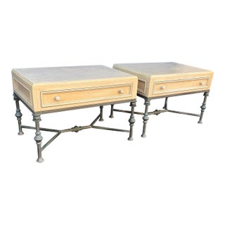 Kreiss Wood and Iron Nightstands For Sale