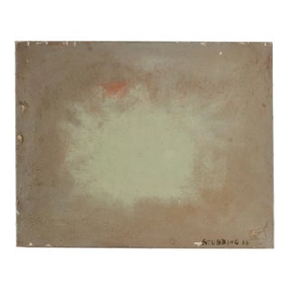 Mid 20th Century "Green Burst" Minimalist Abstract Oil Painting by Newton Haydn Stubbing For Sale