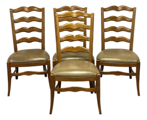 Ethan Allen Ladderback Leather Upholstered Dining Chairs - Set of 4