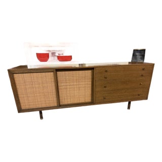 Harvey Probber Mahogany + Caned Door Credenza C1950s For Sale