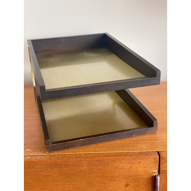 Vintage MCM Duk-It 2 Two Tier Wood Desk Organizer Letter Tray For Sale - Image 14 of 18