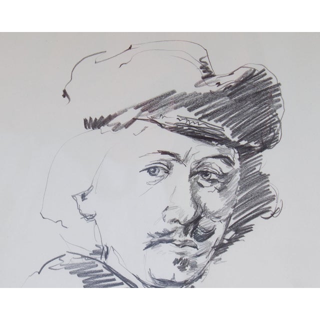 The American School Graphite Portrait Drawing of a Man by James L. Bruch For Sale - Image 3 of 7