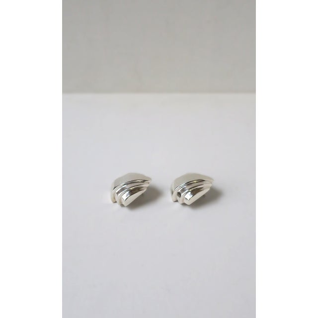 Sterling Silver Art Deco Style Earrings, Pierced, 1980s 1990s For Sale - Image 9 of 12