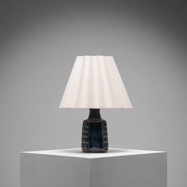 Einar Johansen Blue Glazed Stoneware Table Lamp by Einar Johansen for Søholm Stentøj, Denmark, 1960s For Sale - Image 4 of 8