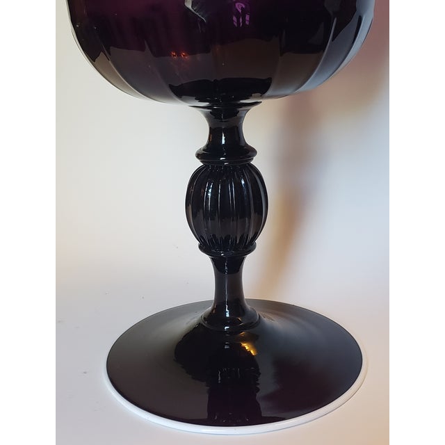Vintage Murano Glass Amethyst Tazza Compote Bowl Attr Salviati For Sale - Image 18 of 18