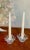 A pair of 1990's Mikasa lead crystal candle holders cut in the "Bridgeton" starburst style. Perfect for the holidays.