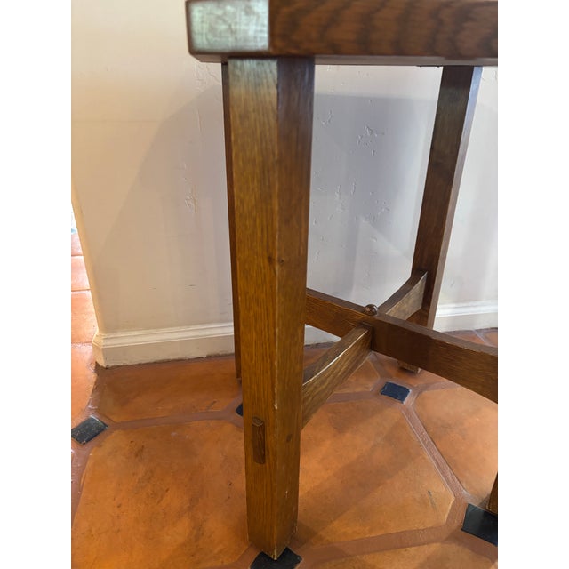 Wood Vintage Gustav Stickley Side Tile Plant Table 2003 For Sale - Image 7 of 11