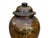 Chinese Distressed Brown Lacquer Golden Scenery Wood Temple Jar For Sale - Image 13 of 16