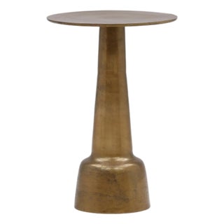 Brass Finish Pedestal Side Table For Sale