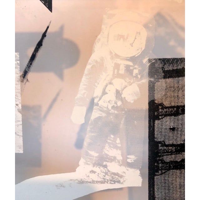 Space Race Silkscreen on Acrylic hand signed and dated 1970, MOON WALK, color screenprint on Plexiglas depicting the moon...