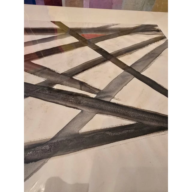 1950s 1950s Vintage Mid Century Modern Abstract Watercolor Painting For Sale - Image 5 of 8