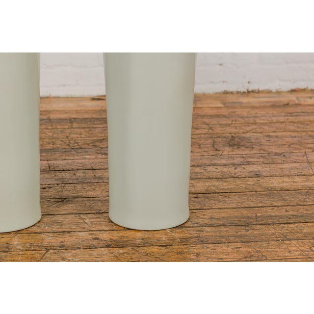 Tall and Slender Vintage White Porcelain Elephant Handles Altar Vases - A Pair For Sale In New York - Image 6 of 12