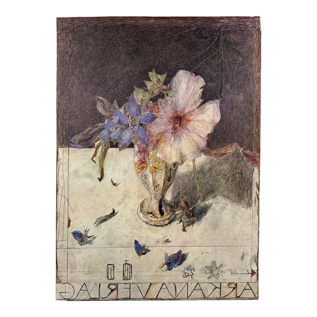 Horst Janssen (German, 1929–1995) — Expressionist Floral Still Life Color Offset Print, Signed For Sale