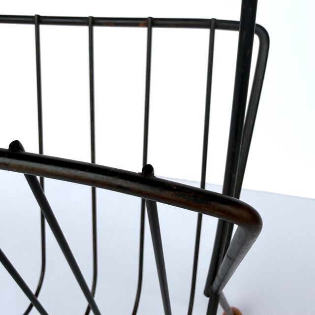 Tony Paul Magazine Rack Wrought Iron Wood Ball Feet For Sale - Image 9 of 12