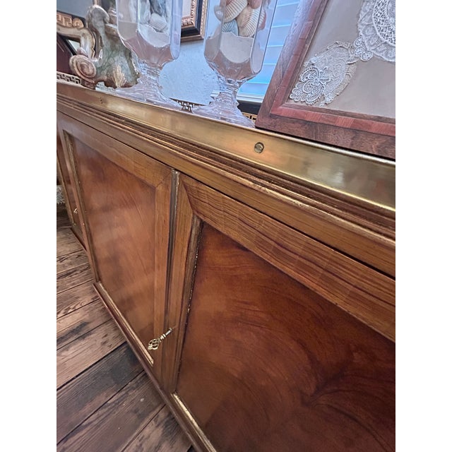 French Vintage Louis XVI Flame Mahogany Sideboard With Greek Key Gallery For Sale - Image 12 of 15