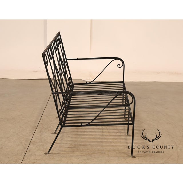 Vintage Wrought Iron Scrollwork Garden Bench For Sale In Philadelphia - Image 6 of 18