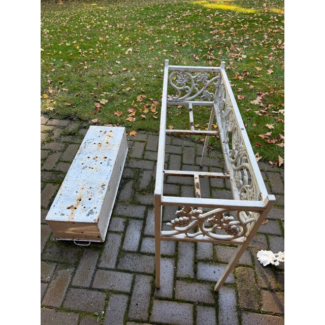 White Cast Iron Grapevine Antique Victorian Outdoor Garden Furniture Suite-Set of 5 For Sale - Image 13 of 13