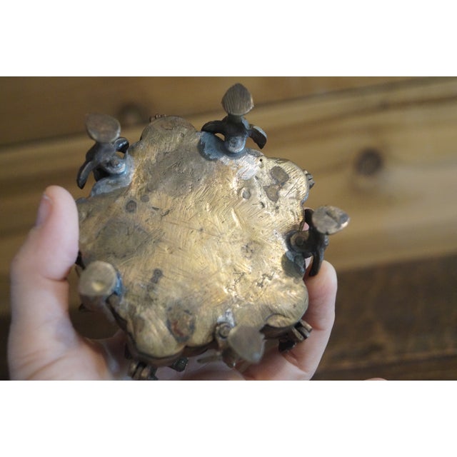 1950s Rajasthani Bronze Peacock Sindoor Box For Sale - Image 9 of 12