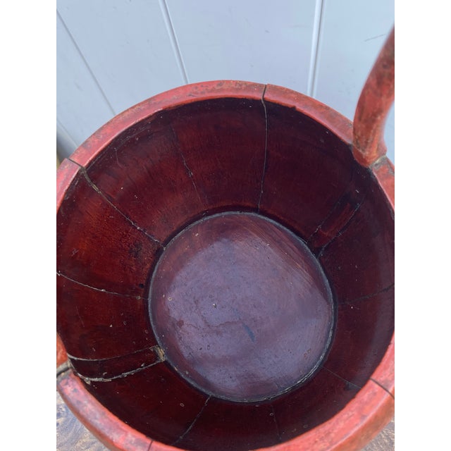 Red Antique Chinese Red Lacquered Wooden Wedding Basket With Dragonfly Lid Motif For Sale - Image 8 of 13