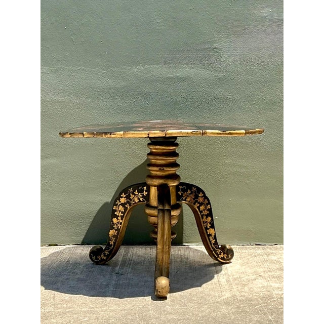 Vintage Victorian Chinese Export Lacquered Center Hall Table For Sale - Image 12 of 17