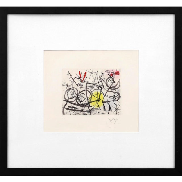 Joan Miró, Preparatifs d'Oiseaux I, Dupin 365 (Rare Hand Signed Aquatint Etching), 1963 For Sale