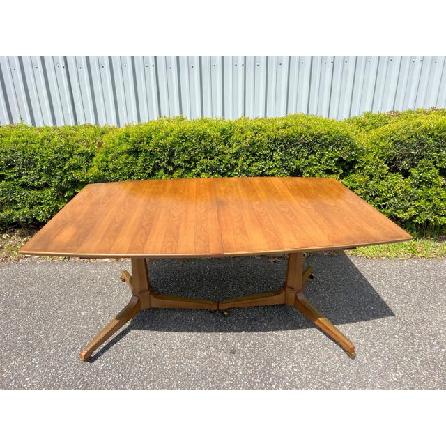 Mid-20th Century Walnut and Brass Dining Table For Sale - Image 9 of 9