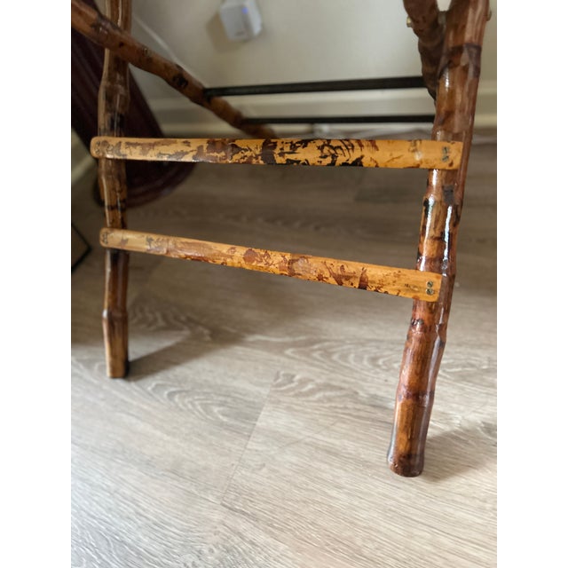 Vintage Handcrafted Square Tiger Bamboo Bistro Folding Game Center Table X-Base For Sale - Image 9 of 16