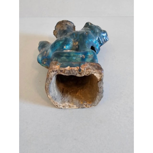 Song Dynasty Antique Chinese Turquoise Blue Glazed Foo Dog Lion Figure Sculpture Incense Burner For Sale - Image 12 of 12