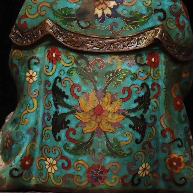 Metal Late 19th Century Cloisonné Enamel Shakyamuni Buddha Statue, 5.01kg For Sale - Image 7 of 9