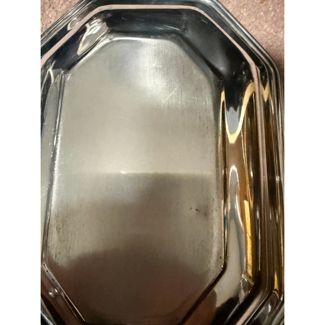 Art Deco Early 20th Century Art Deco Octagonal Silver Plated Handled Serving Dish For Sale - Image 3 of 9