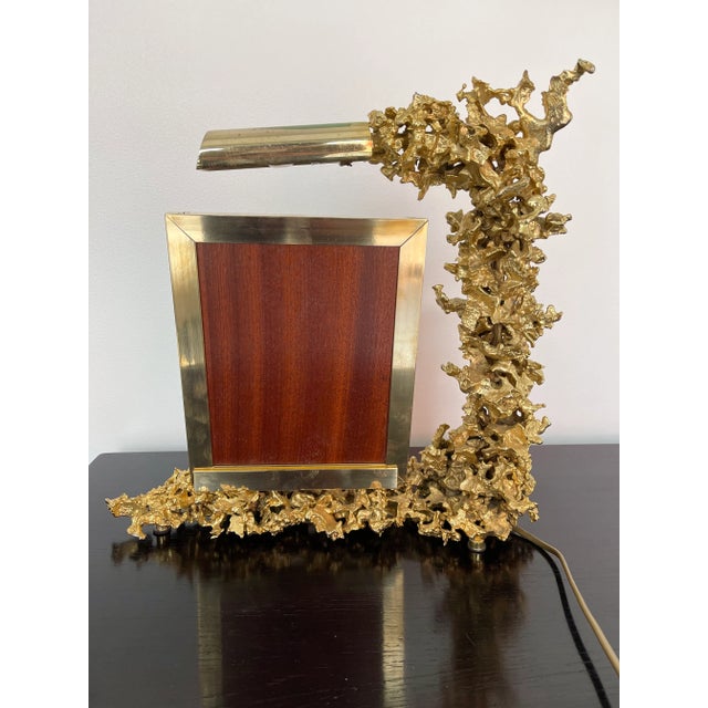 Mid-Century Modern 1970s Large Gilt Bronze and Dioptase Picture Frame by Boeltz, France For Sale - Image 3 of 11