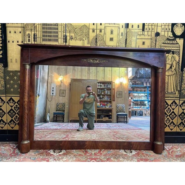 Wood Empire Trumeau Mirror in Mahogany For Sale - Image 7 of 7