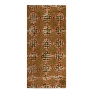 Significant Light Brown Color With Splendid Geometric Design Vintage American Hooked Rug