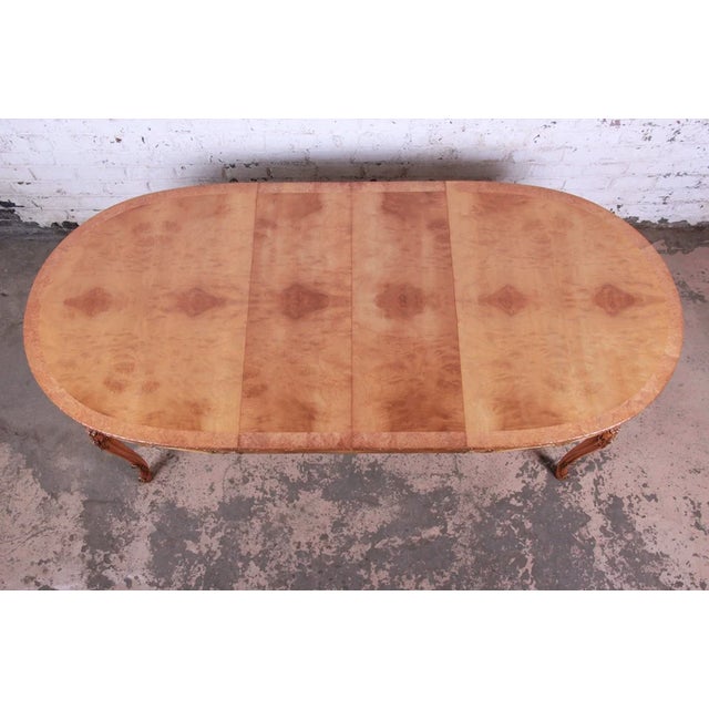 Vintage Romweber Burl Wood Dining Table and 10 Chairs For Sale In New York - Image 6 of 8