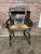 19th Century Antique American Sheraton Hand-Painted Rush Seat Armchair. Unmarked but possibly Hitchcock Black coat with...