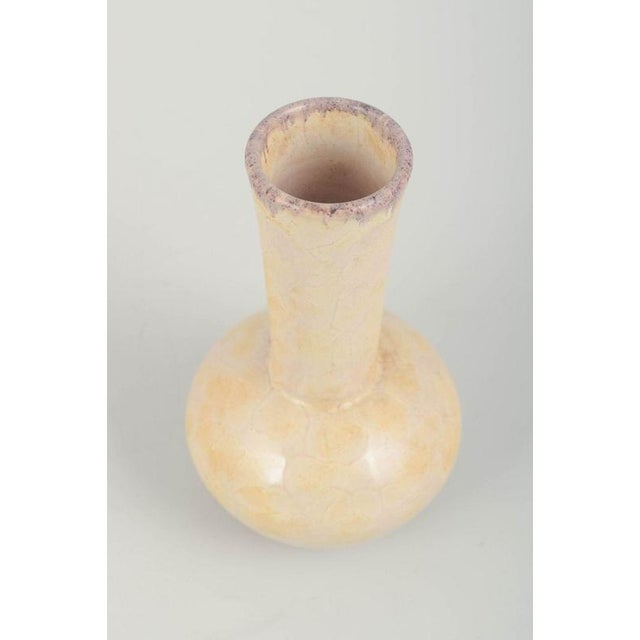 Ekeby, Sweden Vase, mid-20th century. Handmade vase in glazed stoneware with a pale yellow crackle glaze and subtle violet...