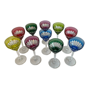 Vintage Val St. Lambert Crystal Wine Glasses - 10 Pieces
